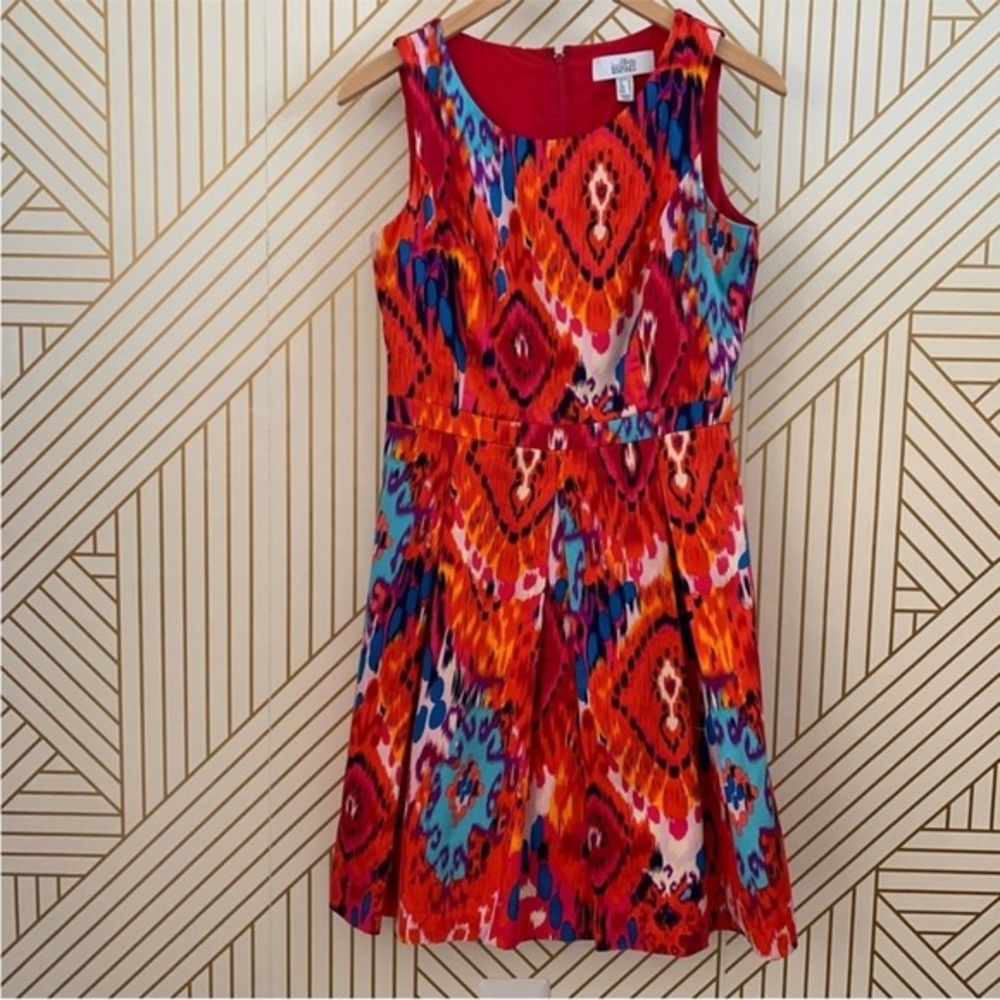 🍀 3/$30 Belle Badgley Mischka Ikat Cotton Art Print Graphic Cocktail multicolor